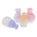 Dollhouse Miniatures Colourful Ceramic Porcelain Vases 4Pcs Set for 1/12 Scale Home Decoration