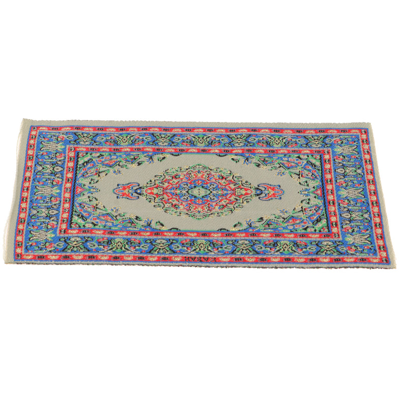 1/12 Dollhouse Miniature Rug Turkish Style Carpet Floor Covering Blue Area Rug