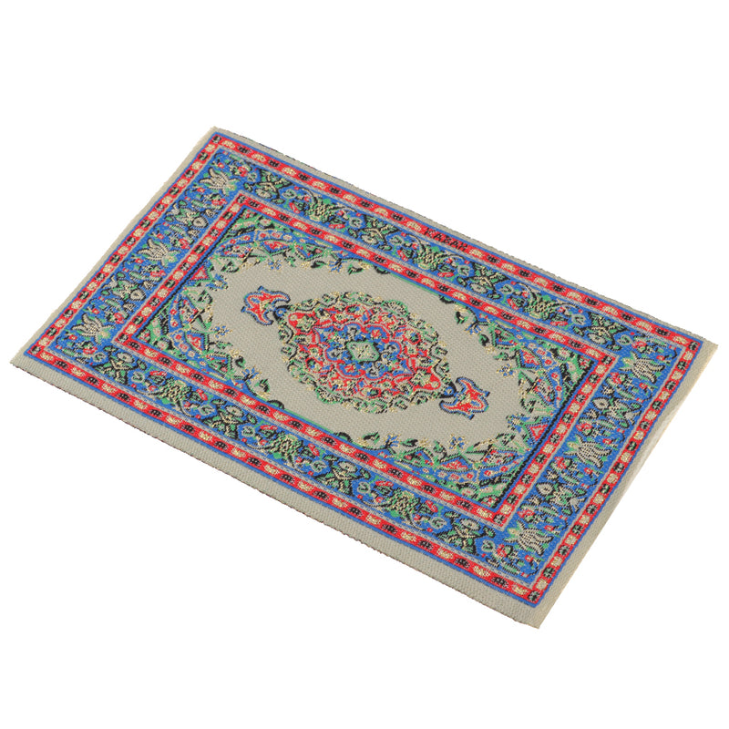 1/12 Dollhouse Miniature Rug Turkish Style Carpet Floor Covering Blue Area Rug