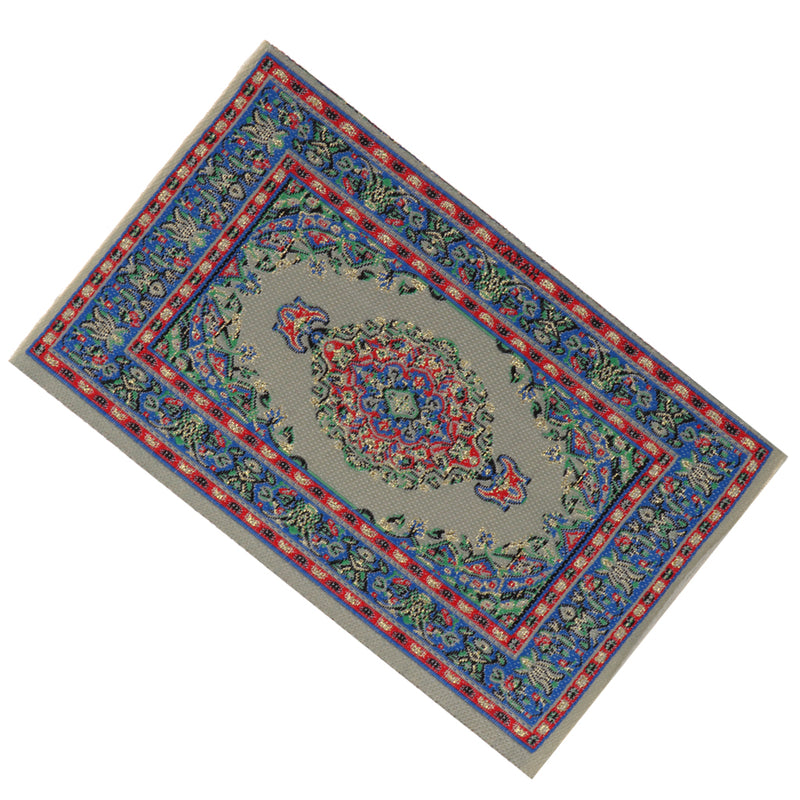 1/12 Dollhouse Miniature Rug Turkish Style Carpet Floor Covering Blue Area Rug