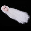 1/6 Female Ball Joint Doll Head Carving Sculpt with White Straight Hair Wig for BJD for MSD Doll