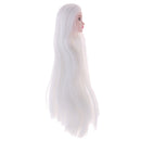 1/6 Female Ball Joint Doll Head Carving Sculpt with White Straight Hair Wig for BJD for MSD Doll