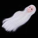 1/6 Female Ball Joint Doll Head Carving Sculpt with White Straight Hair Wig for BJD for MSD Doll