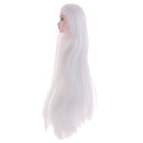 1/6 Female Ball Joint Doll Head Carving Sculpt with White Straight Hair Wig for BJD for MSD Doll