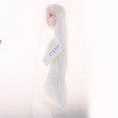 1/6 Female Ball Joint Doll Head Carving Sculpt with White Straight Hair Wig for BJD for MSD Doll