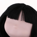 1/6 Female Ball Joint Doll Head Carving Sculpt with Black Curl Hair Wig for BJD MSD Doll