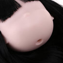 1/6 Female Ball Joint Doll Head Carving Sculpt with Black Curl Hair Wig for BJD MSD Doll