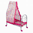 Simulation Baby Toddler Crib Bed with Tents Wheels ABS Plastic Furniture for 9-20inch Reborn Doll Supplies