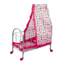 Simulation Baby Toddler Crib Bed with Tents Wheels ABS Plastic Furniture for 9-20inch Reborn Doll Supplies