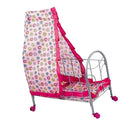 Simulation Baby Toddler Crib Bed with Tents Wheels ABS Plastic Furniture for 9-20inch Reborn Doll Supplies