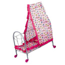 Simulation Baby Toddler Crib Bed with Tents Wheels ABS Plastic Furniture for 9-20inch Reborn Doll Supplies