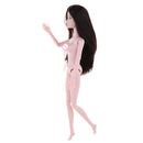 1/6 BJD Female Nude Body 14 Jointed Girl Doll with Head DIY Replacements Supplies (Black Hair)