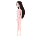 1/6 BJD Female Nude Body 14 Jointed Girl Doll with Head DIY Replacements Supplies (Black Hair)