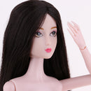 1/6 BJD Female Nude Body 14 Jointed Girl Doll with Head DIY Replacements Supplies (Black Hair)