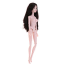 1/6 BJD Female Nude Body 14 Jointed Girl Doll with Head DIY Replacements Supplies (Black Hair)