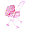 Mini Push Cart Dolls Trolley Furniture Room Item Baby Pushchair Kids Pretend Play Toy Accs - Strawberry Pattern
