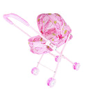 Mini Push Cart Dolls Trolley Furniture Room Item Baby Pushchair Kids Pretend Play Toy Accs - Strawberry Pattern