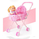 Mini Push Cart Dolls Trolley Furniture Room Item Baby Pushchair Kids Pretend Play Toy Accs - Strawberry Pattern