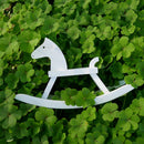 12inch Fashion Dolls Accessory - 1/6 Scale Cute Solid Wood Crafts Rocking Horse White Mini Cockhorse for Fairy Garden Decor