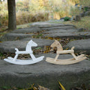 12inch Fashion Dolls Accessory - 1/6 Scale Cute Solid Wood Crafts Rocking Horse White Mini Cockhorse for Fairy Garden Decor