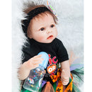 Huggable Silicone 22inch Reborn Baby Unisex Doll Rooted Pure Mohair Hair Newborn Toddler with Magnetic Pacifier and Nursing Bottle