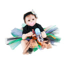Huggable Silicone 22inch Reborn Baby Unisex Doll Rooted Pure Mohair Hair Newborn Toddler with Magnetic Pacifier and Nursing Bottle