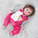 18 inch Newborn Doll Handmade Silicone Reborn Doll Baby Adorable Lifelike Vinyl Doll & Magnetic Pacifier Girl Kids Lover