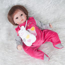 18 inch Newborn Doll Handmade Silicone Reborn Doll Baby Adorable Lifelike Vinyl Doll & Magnetic Pacifier Girl Kids Lover