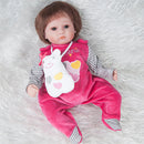 18 inch Newborn Doll Handmade Silicone Reborn Doll Baby Adorable Lifelike Vinyl Doll & Magnetic Pacifier Girl Kids Lover