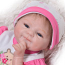 42cm Adorable Silicone Princess Reborn Baby Girl Doll Model in Bibs Clothes Outfit Accessories