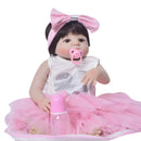 22inch Realistic Reborn Baby Girl Doll with Pink Dress & Hairband Set Kids Sleeping Playmate