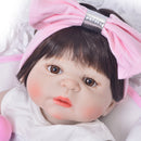 22inch Realistic Reborn Baby Girl Doll with Pink Dress & Hairband Set Kids Sleeping Playmate