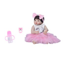 22inch Realistic Reborn Baby Girl Doll with Pink Dress & Hairband Set Kids Sleeping Playmate