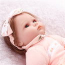 42cm Adorable Silicone Princess Reborn Baby Girl Doll Model in Pink Clothes Set Outfit Accessories