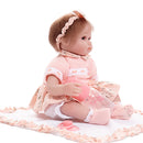 42cm Adorable Silicone Princess Reborn Baby Girl Doll Model in Pink Clothes Set Outfit Accessories