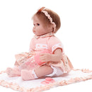 42cm Adorable Silicone Princess Reborn Baby Girl Doll Model in Pink Clothes Set Outfit Accessories
