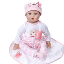 22 inch Newborn Doll Handmade Silicone Reborn Doll Baby Adorable Lifelike Vinyl Doll & Magnetic Pacifier Girl Kids Lover