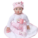 22 inch Newborn Doll Handmade Silicone Reborn Doll Baby Adorable Lifelike Vinyl Doll & Magnetic Pacifier Girl Kids Lover