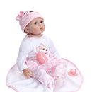 22 inch Newborn Doll Handmade Silicone Reborn Doll Baby Adorable Lifelike Vinyl Doll & Magnetic Pacifier Girl Kids Lover