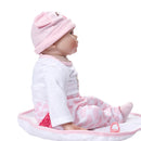 22 inch Newborn Doll Handmade Silicone Reborn Doll Baby Adorable Lifelike Vinyl Doll & Magnetic Pacifier Girl Kids Lover