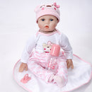 22 inch Newborn Doll Handmade Silicone Reborn Doll Baby Adorable Lifelike Vinyl Doll & Magnetic Pacifier Girl Kids Lover