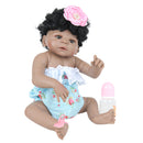 Lovely 22inch Realistic Reborn Doll African American Newborn Infant Baby Doll Mold With Rompers Outfits and Nursing Accessories