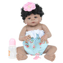 Lovely 22inch Realistic Reborn Doll African American Newborn Infant Baby Doll Mold With Rompers Outfits and Nursing Accessories