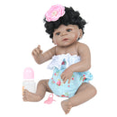 Lovely 22inch Realistic Reborn Doll African American Newborn Infant Baby Doll Mold With Rompers Outfits and Nursing Accessories