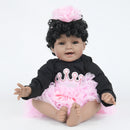 Real Life Black Skin Tone 22inch Reborn Doll Vinyl African American Baby Alive Doll with Magnetic Pacifier and Nursing Bottle