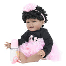 Real Life Black Skin Tone 22inch Reborn Doll Vinyl African American Baby Alive Doll with Magnetic Pacifier and Nursing Bottle