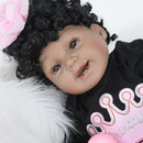 Real Life Black Skin Tone 22inch Reborn Doll Vinyl African American Baby Alive Doll with Magnetic Pacifier and Nursing Bottle