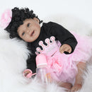 Real Life Black Skin Tone 22inch Reborn Doll Vinyl African American Baby Alive Doll with Magnetic Pacifier and Nursing Bottle