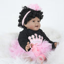 Real Life Black Skin Tone 22inch Reborn Doll Vinyl African American Baby Alive Doll with Magnetic Pacifier and Nursing Bottle