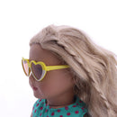 Fashion Handmade 18inch Doll Heart Shaped Sunglasses Eyewear, For American Girl Dolls Clothing Accessory Yellow Frames